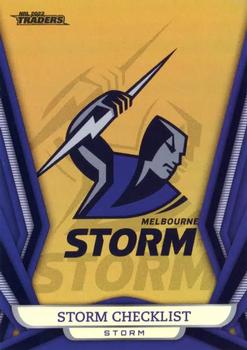 2023 NRL Traders Titanium - Gold Pearl Special #GS061 Melbourne Storm Checklist Front